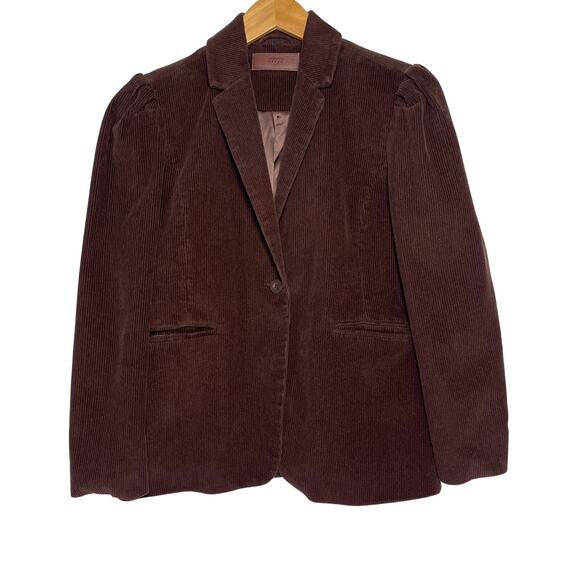 BLANK NYC Women’s Brown Corduroy Puff Sleeve single button Blazer - Picture 1 of 3